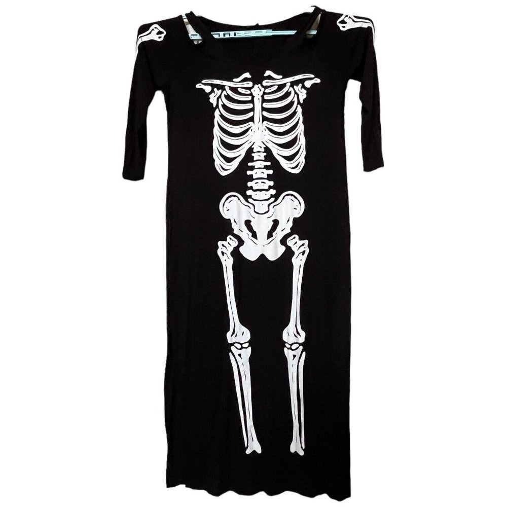 Torrid Skeleton Cold Shoulder Maxi Dress Ribcage Tattoo Gothic Bone Sexy Bodycon